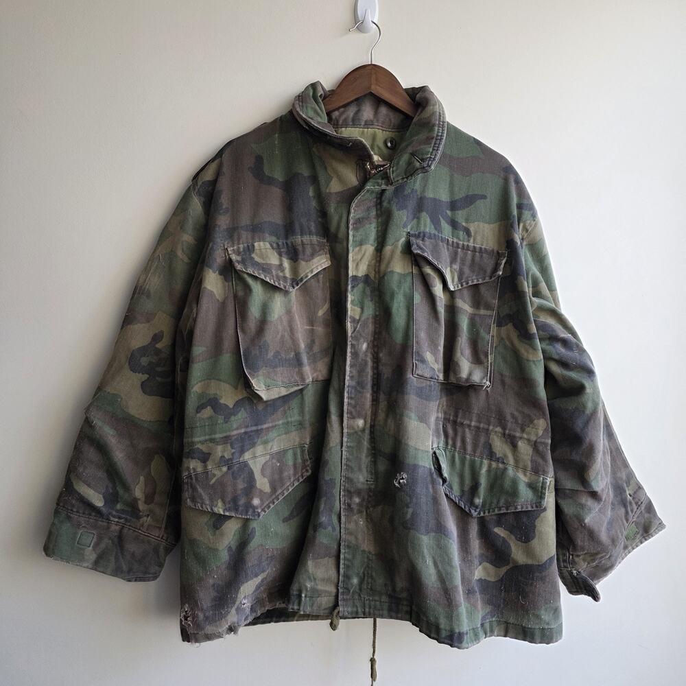 VTG US Military M65 Field‎ Jacket Medium Woodland Camo USGI Combat Utility Gorp